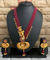 Traditional Handcrafted Antique Golden Pendant Necklace Set By Gehna Shop Antique Golden Necklace Sets